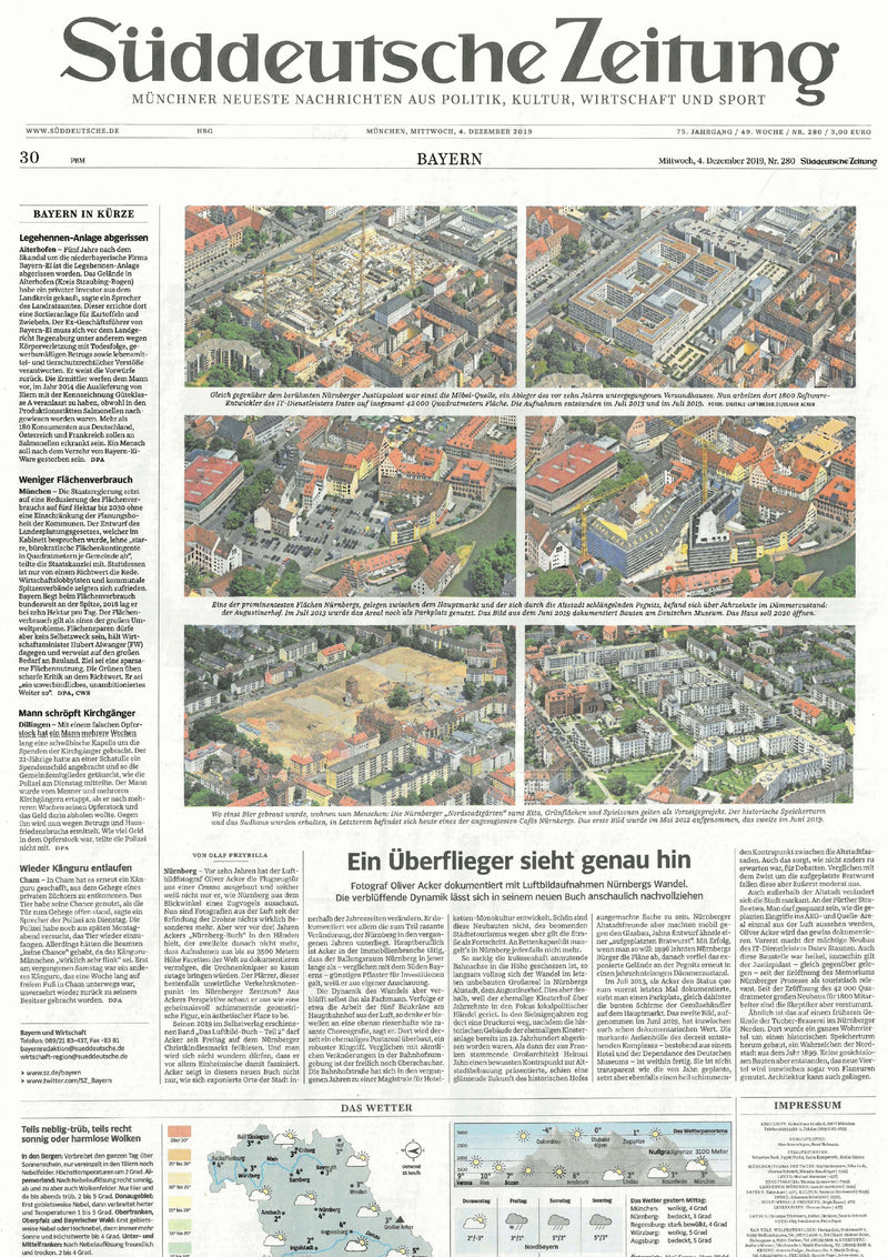 Luftbilder in Presse, Medien, Zeitungen. Nürnberger Nachrichte, Süddeutsche Zeitung, Referenzen, Luftbildfotografie in höchster Qualität von digitale-luftbilder.de, Oliver Acker. Luftbilder Nürnberg, Luftbild Nürnberg