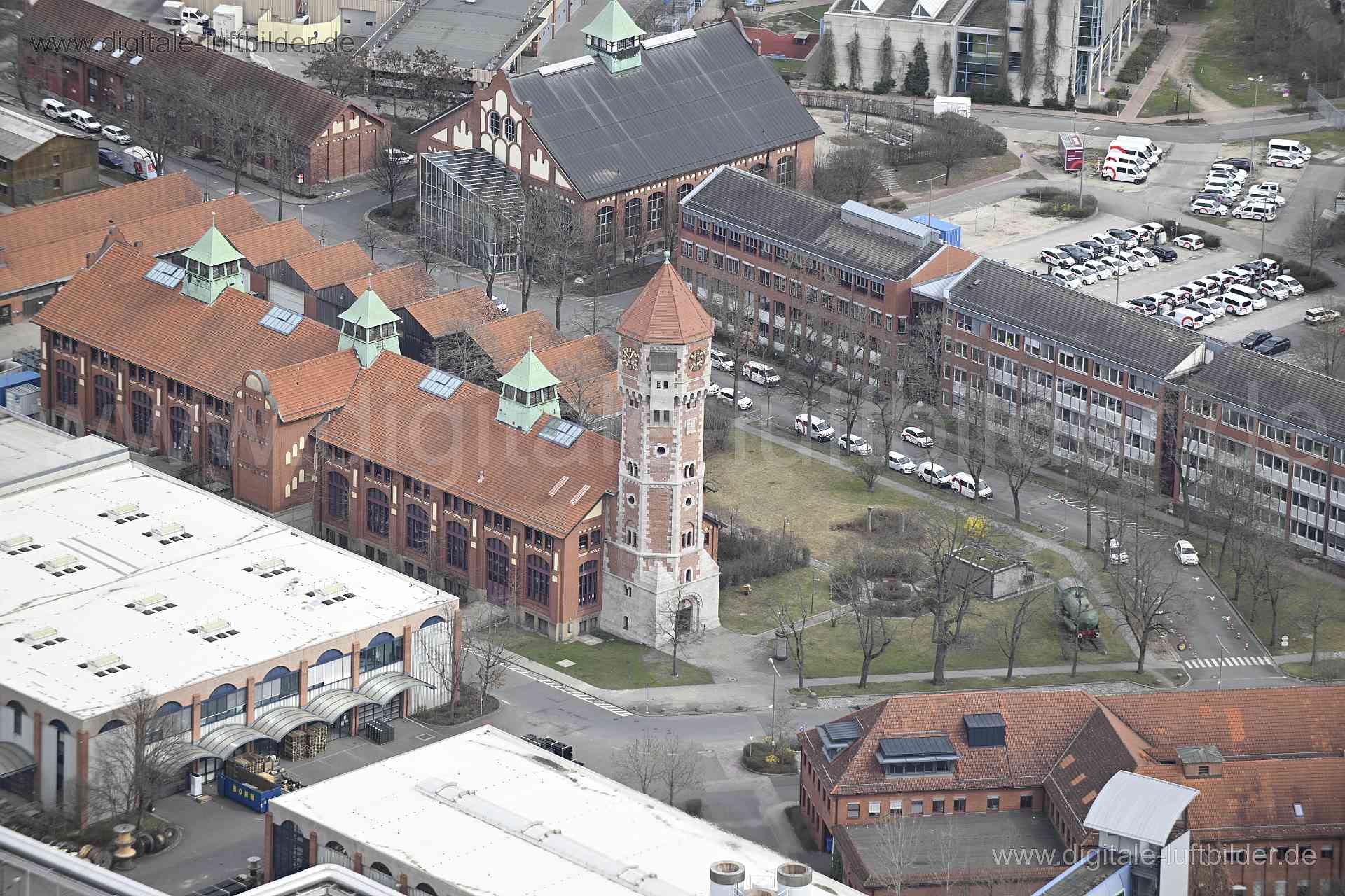 Titel: Sandreuth, N-Ergie, Bildnummer: n540240, Ort / Stadt: Nürnberg, (Land)Kreis: kreisfreie Stadt Nürnberg, Regierungsbezirk: Mittelfranken, Bundesland: Bayern, Aufnahmedatum: 10.03.2024, Schlagwörter: Deutschland, 90441, Maybachstraße, Nürnberg, Sandreuthstraße, Turm, Denkmal, Denkmalschutz, Uhrenhaus, N-Ergie AG, N-Ergie, Backstein, Klinker, Achitektur, Monat: März, Jahreszeit: Frühling, Tageszeit: Mittag, Jahr: 2024, Flug ID: 20240310, Bildstatus: unbearbeitetes Rohbild, Bildabmessung: 825