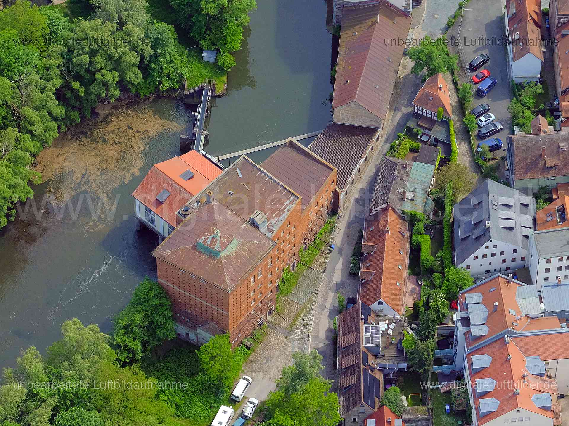 Luftbild - Wolfsgrubenmühle, Ort: Fürth, Tags: Wolfsgrubenmühle, Pegnitz, , Fürth, Helmplatz, Helmstraße, Königstraße, Müh...