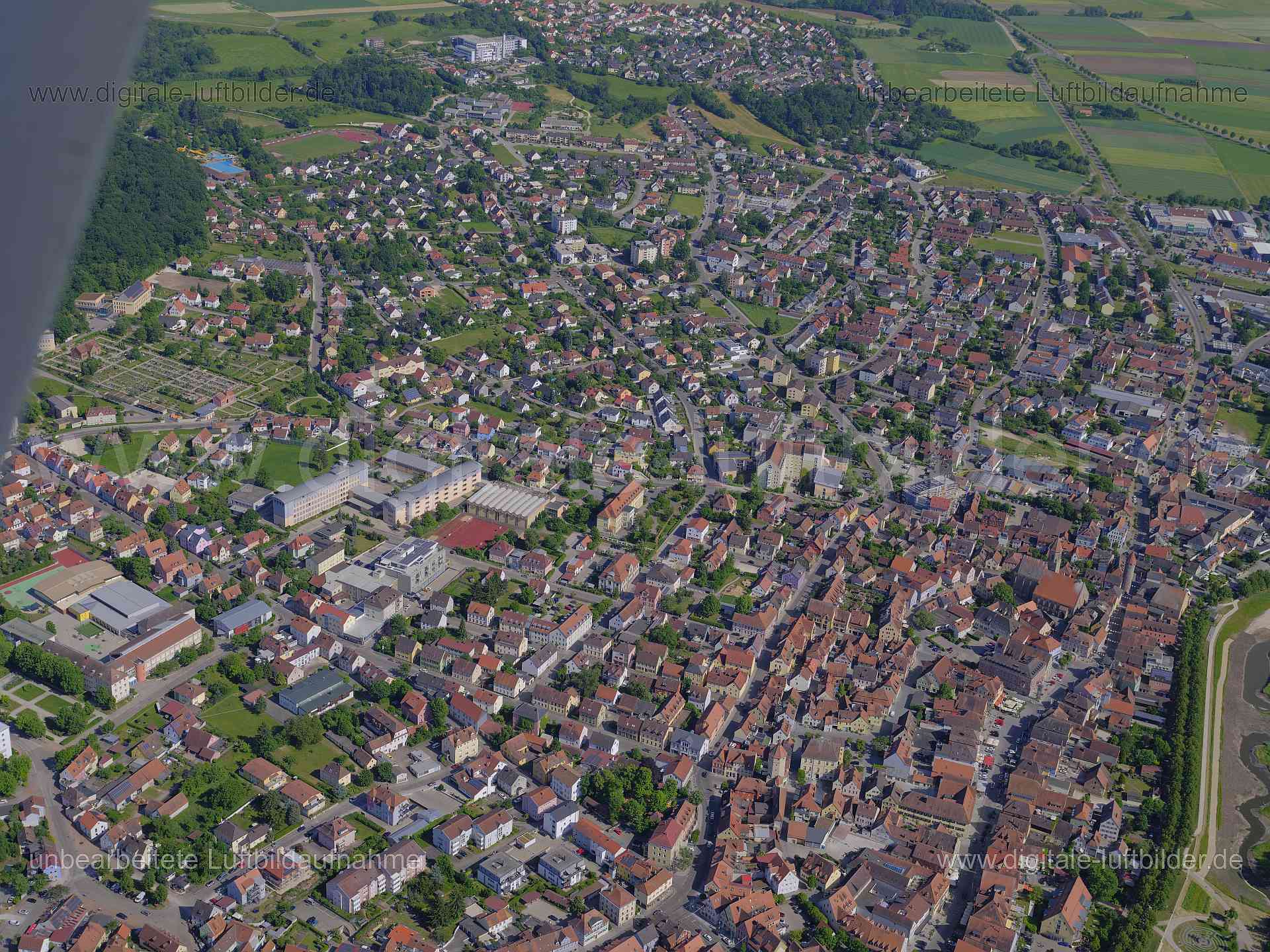 Luftbild - Gunzenhausen, Ort: Gunzenhausen, Tags: Simon-Marius-Gymnasium, Schule, ...