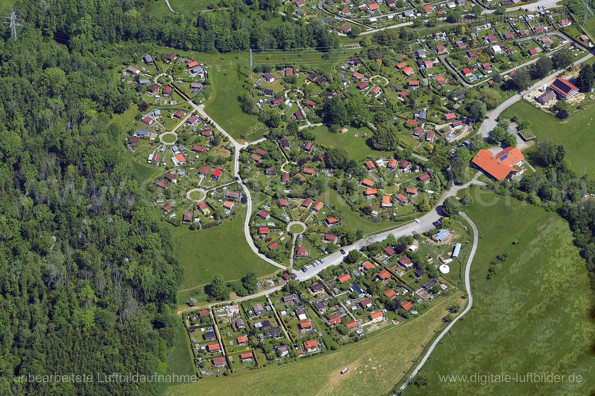 Luftbild - Gartenanlage Westlicher Stadtweiher, Ort: Kempten, Tags: Gartenanlage Westlicher Stadtweiher, Kleingärten, Klei...