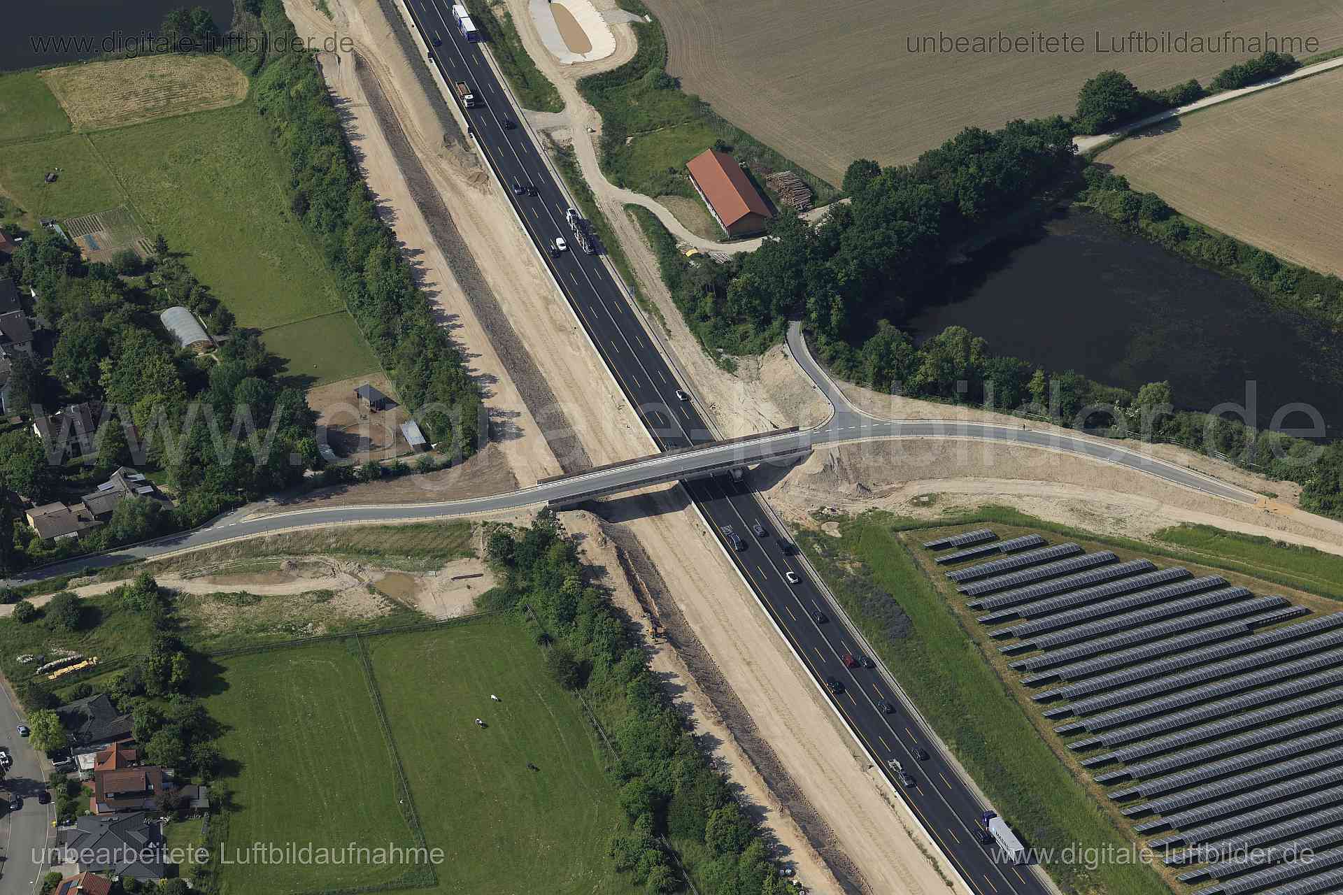 Luftbild - Brücke bei Kosbach, Ort: Kosbach, Tags: Autobahn A3, BAB 3, Brücke, Baustelle, Autobahn, ...