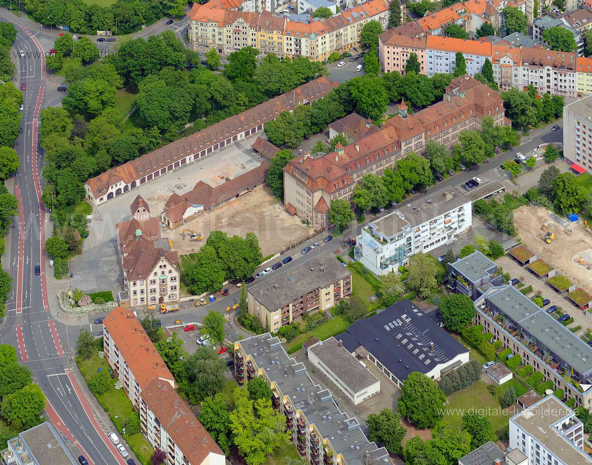 Luftbild - Alte Feuerwache, Ort: Nürnberg, Tags: Alte Feuerwache, Feuerwehr, Feuerwache, Denkmalschutz, Baustelle, , An de...