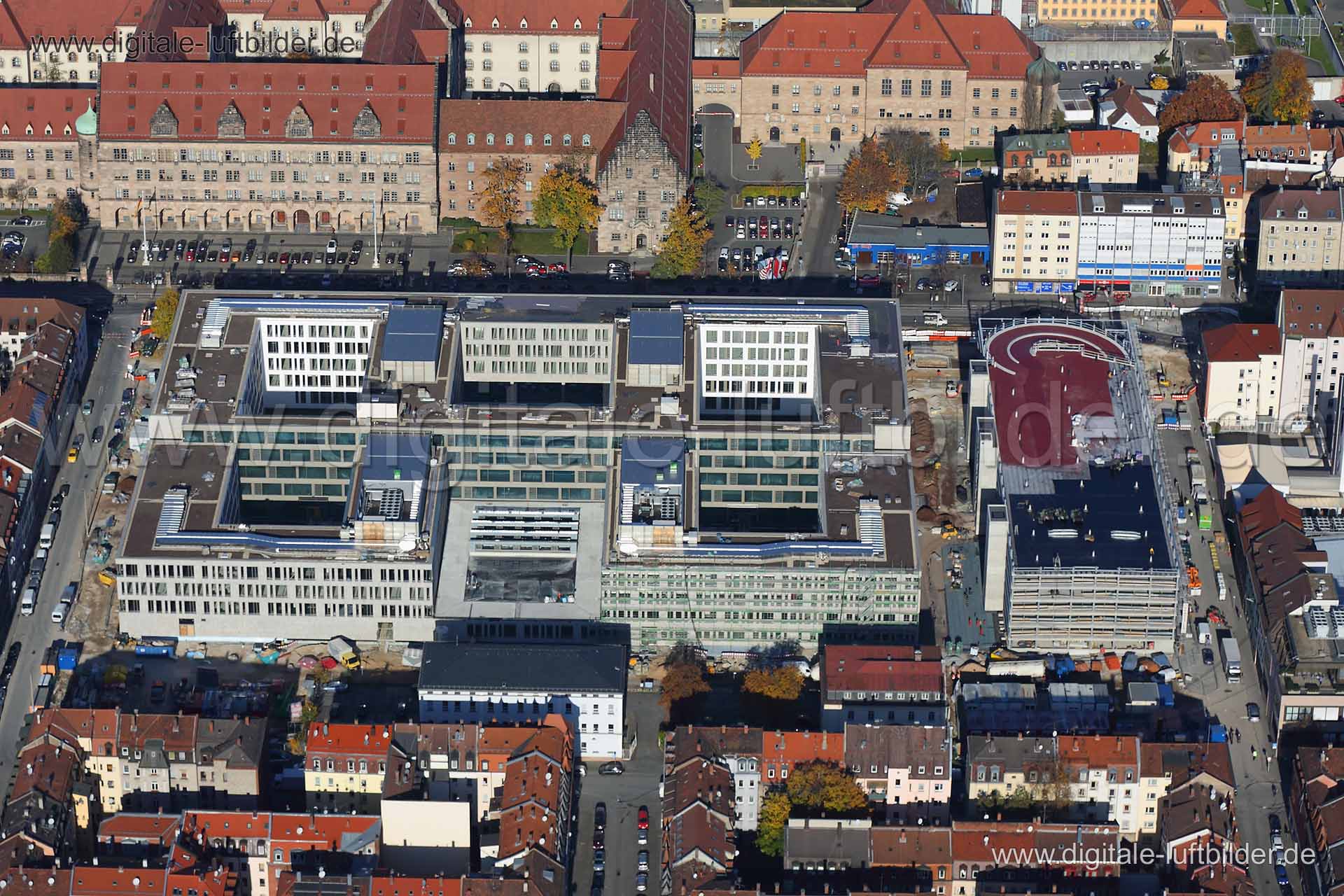 Titel: Datev, Bildnummer: c123390, Ort / Stadt: Nürnberg, (Land)Kreis: kreisfreie Stadt Nürnberg, Regierungsbezirk: Mittelfranken, Bundesland: Bayern, Aufnahmedatum: 03.11.2014, Schlagwörter: Luftbild, Luftbilder, Luftbildfotografie, Luftaufnahme, Luftbildaufnahme, Luftfoto, Vogelperspektive, Vogelansicht, Deutschland, Schräg- und Senkrecht-Luftaufnahmen, Orthofotografie, Datev, Baustelle, Fürther Straße, Adam-Klein-Straße, Großbaustelle, Gewerbeflächen, Gewerbeflächen & Gewerbeimmobilien, DATEV