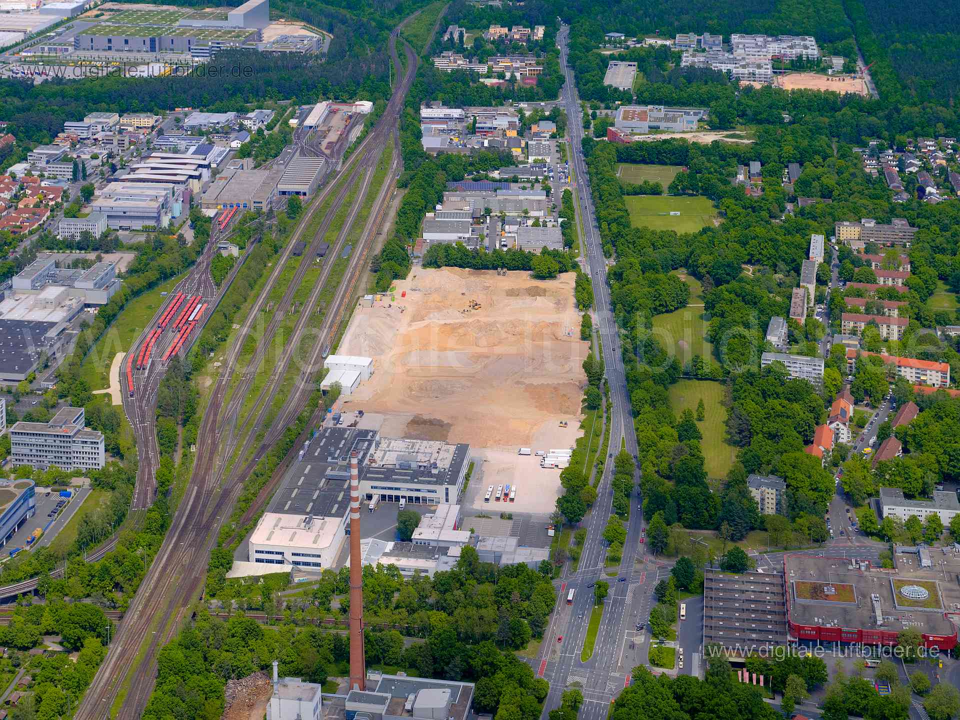 Luftbild - ehem. Prinovis, Ort: Nürnberg, Tags: ehem. Prinovis, Brache, Brachfläche, Bauland, Baustelle, Langwasser, , , B...