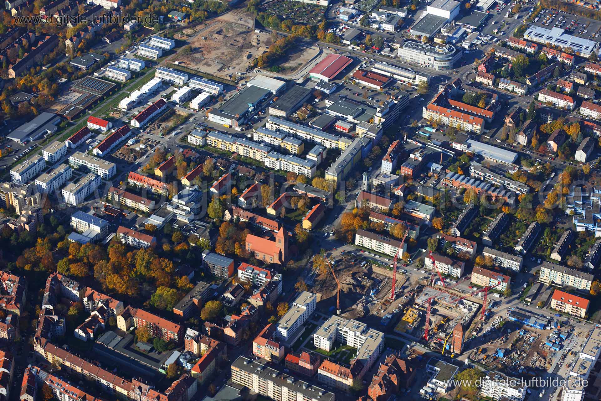 Titel: ehem. Tucher-Areal & Nordbahnhof, Bildnummer: c123650, Ort / Stadt: Nürnberg, (Land)Kreis: kreisfreie Stadt Nürnberg, Regierungsbezirk: Mittelfranken, Bundesland: Bayern, Aufnahmedatum: 03.11.2014, Schlagwörter: Luftbild, Luftbilder, Luftbildfotografie, Luftaufnahme, Luftbildaufnahme, Luftfoto, Vogelperspektive, Vogelansicht, Deutschland, Schräg- und Senkrecht-Luftaufnahmen, Orthofotografie, Rollnerstraße, ehem. Tucher-Areal, Nordstadtgärten, ehem. Nordbahnhof, Nordstadt, Neubau, Baustell