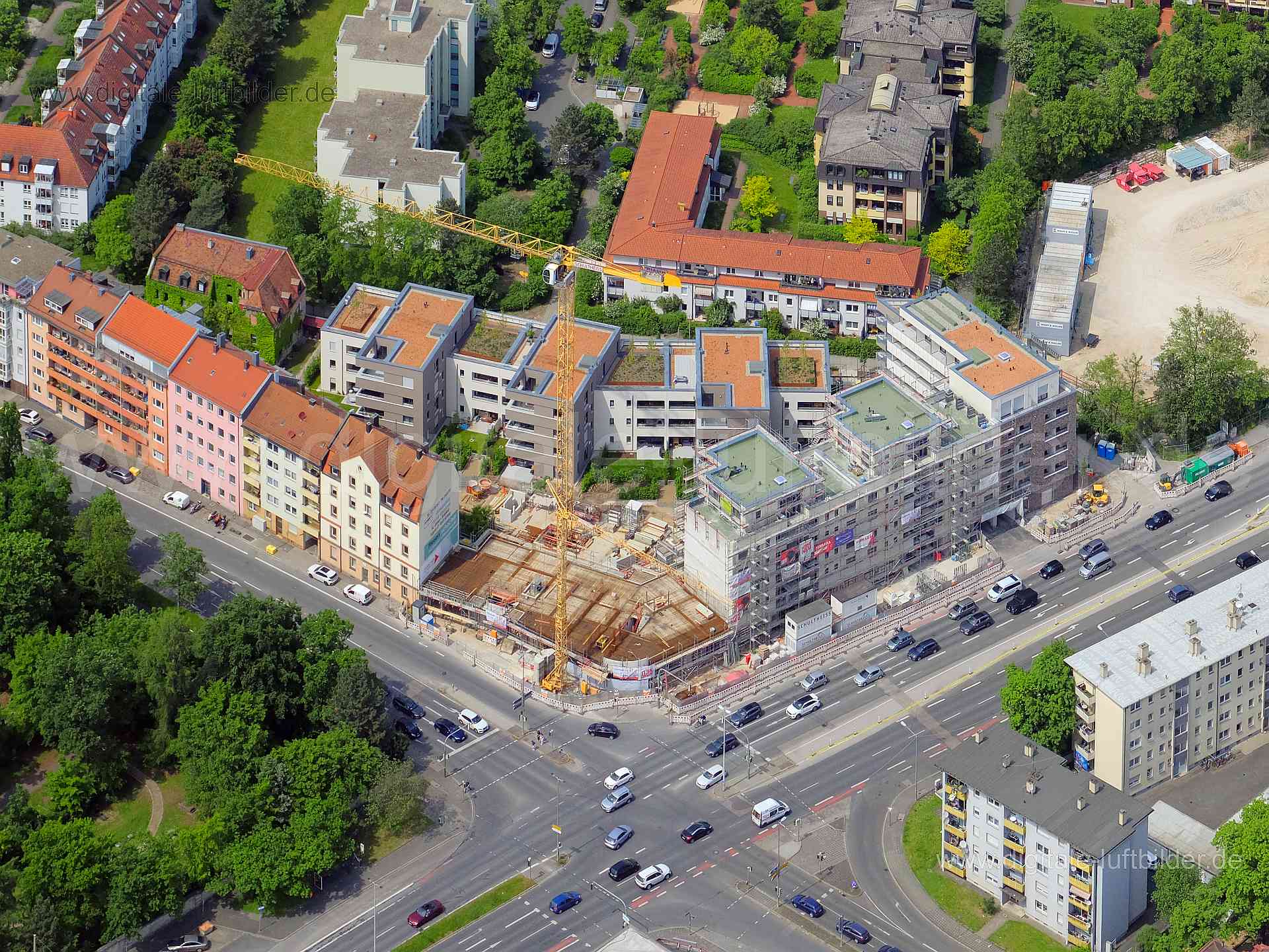 Luftbild - Flora 54, Ort: Nürnberg, Tags: Flora 54, Schultheiß, Baustelle, Neubau, , Adelgundenstraße, Fleischmannplatz, N...