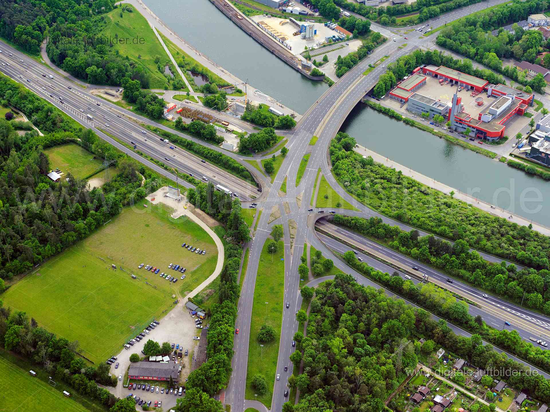 Luftbild - Hafenbrücken, Ort: Nürnberg, Tags: Hafenbrücke, ESV Flügelrad Nürnberg e.V., Finkenbrunn...