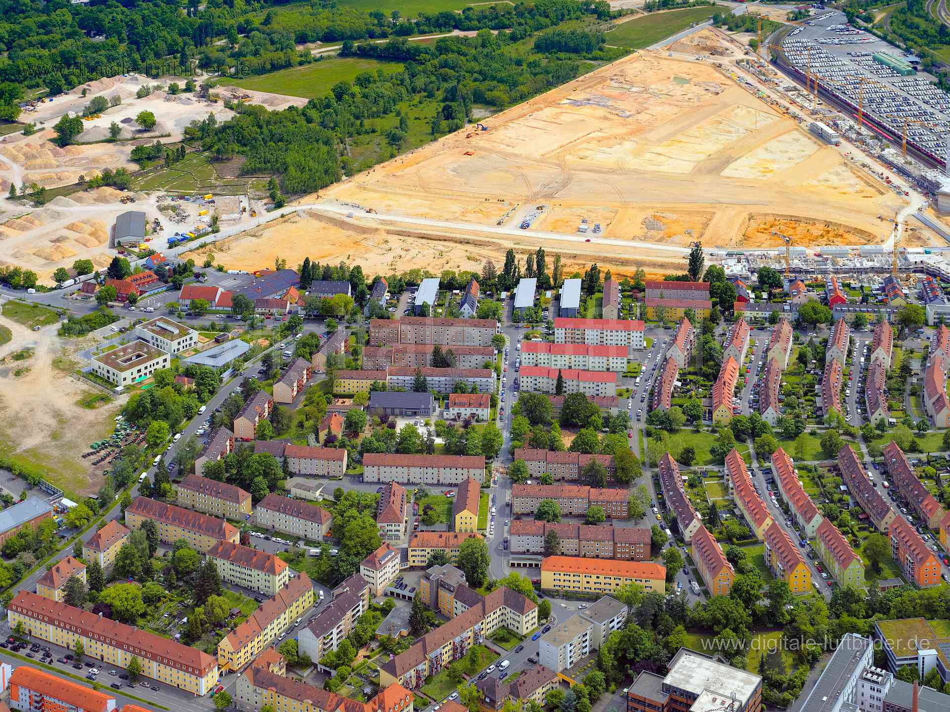 Luftbild - Hasenbuck, Ort: Nürnberg, Tags: Hasenbuck, Baustelle, Großbaustelle, Neulichtenreuth, , , Andreas-Hofer-Straße,...