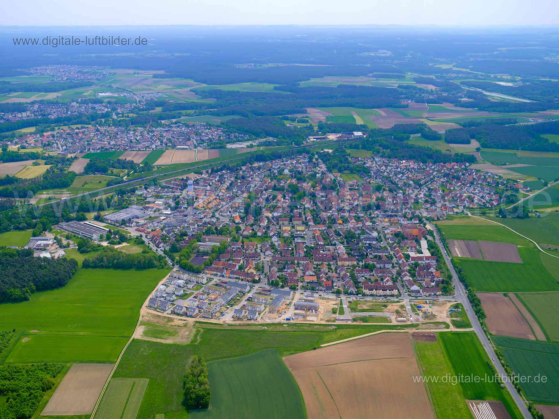 Luftbild - Kornburg, Ort: Nürnberg, Tags: RieterBogen, Kornburg, wbg, Neubau, Wohngebiet, , Am Bruckweg, Am Wasserturm, Fl...