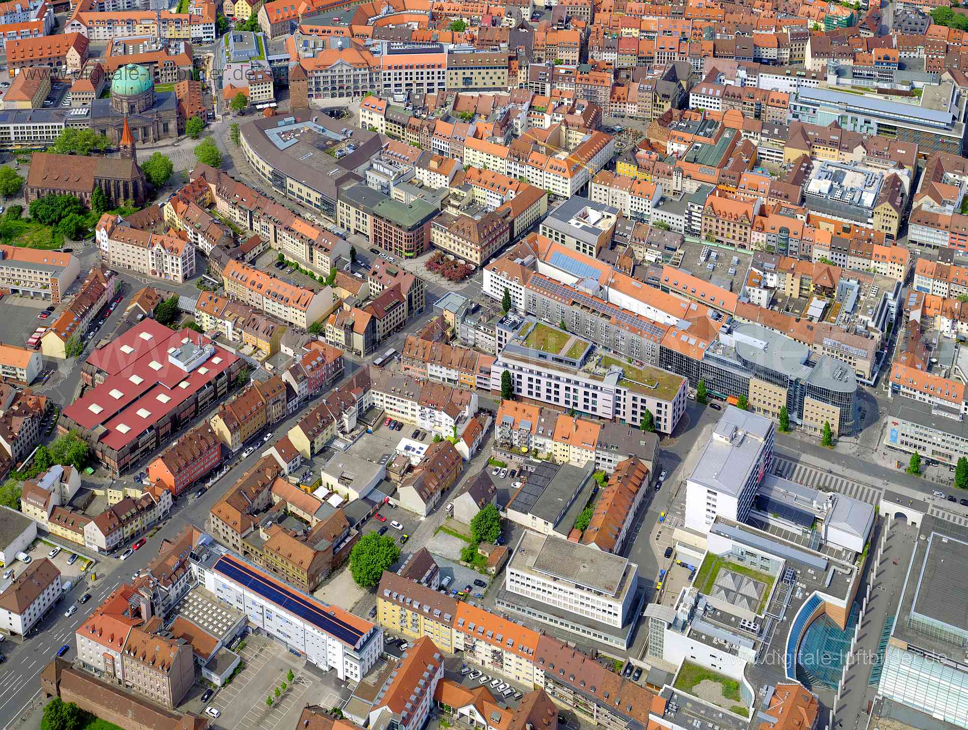 Luftbild - Kreuzung Fräberstraße, Ort: Nürnberg, Tags: Oxfam, Sausalitos, , Dr.-Kurt-Schumacher-Straße, Entengasse, Färber...