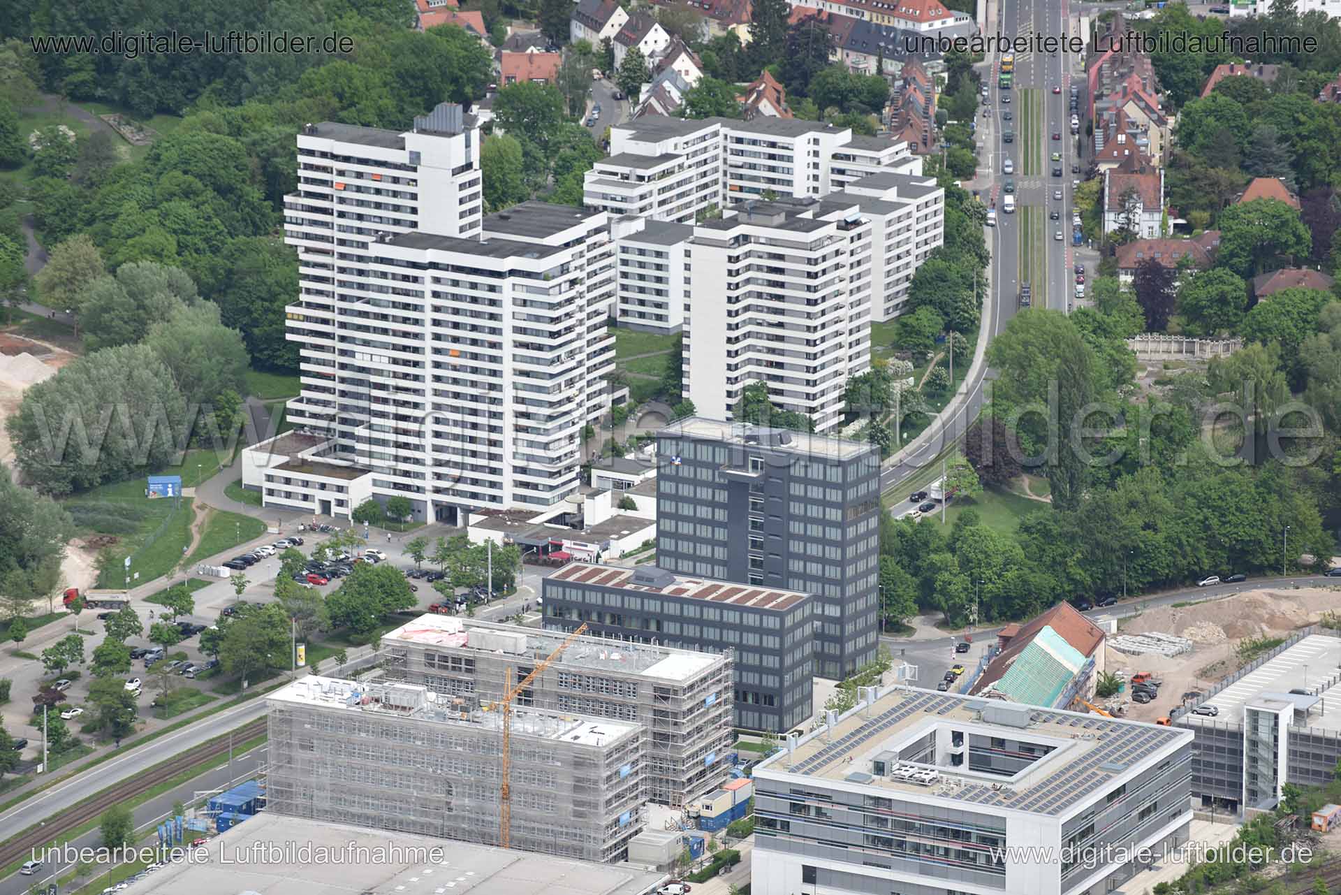 Titel: Norikus, Bildnummer: n144640, Ort / Stadt: Nürnberg, (Land)Kreis: kreisfreie Stadt Nürnberg, Regierungsbezirk: Mittelfranken, Bundesland: Bayern, Aufnahmedatum: 11.05.2015, Schlagwörter: Luftbild, Luftbilder, Luftbildfotografie, Luftaufnahme, Luftbildaufnahme, Luftfoto, Vogelperspektive, Vogelansicht, Deutschland, Schräg- und Senkrecht-Luftaufnahmen, Orthofotografie, Norikus Services, Norikerstraße, 90402, Tullnau, Ostendstraße, VR Bank, Baustelle, Hochhaus, ehem. Milchhof, Norikus, Milch