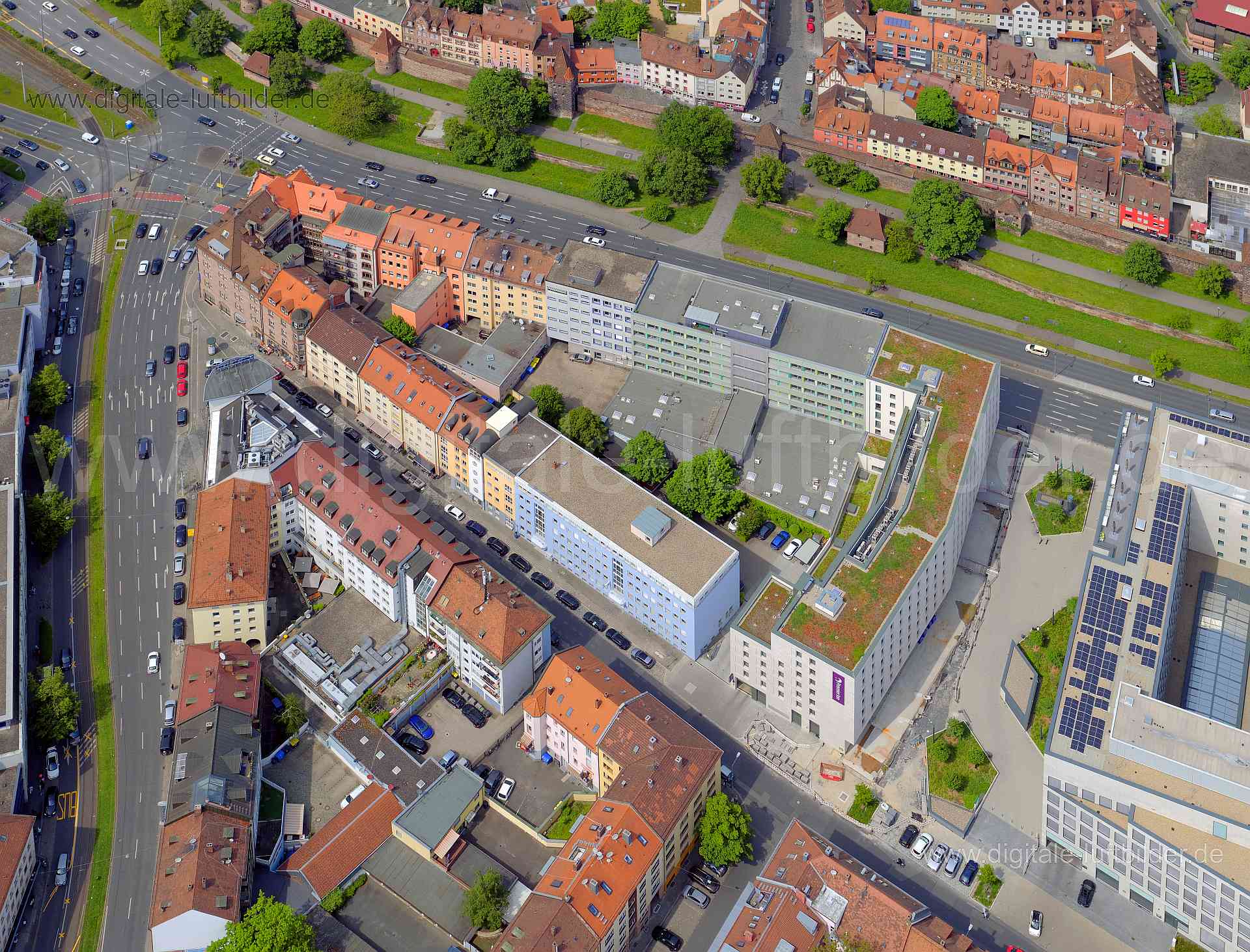 Luftbild - Sandstraße, Ort: Nürnberg, Tags: AOK, , , , Am Plärrer, Camerariusstraße, Dietzstraße, Engelhardsgasse, Essenwe...