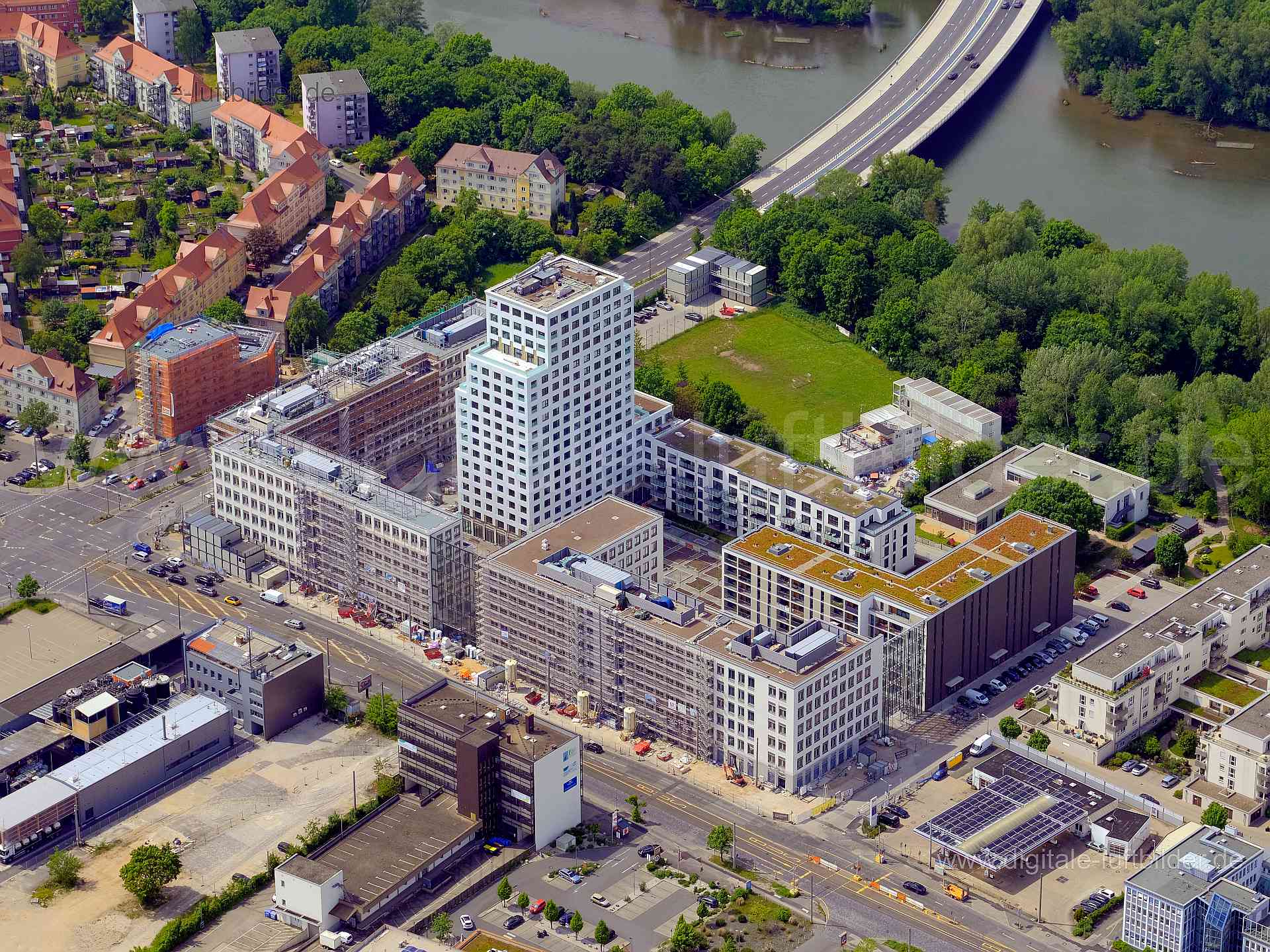 Luftbild - Seetor City Campus, Ort: Nürnberg, Tags: Seetor City Campus, Sontowski & Partner, Wöhrder See, Neubau, Hochhaus...