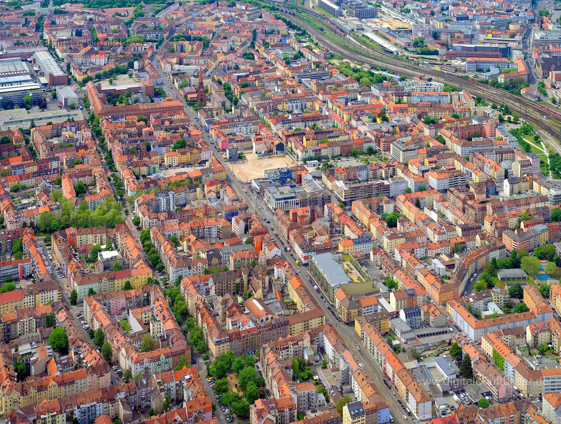 Luftbild - Südstadt, Ort: Nürnberg, Tags: Südstadt, , , Alexanderstraße, Ammanstraße, Aufseßplatz, Birkenstraße, Bogenstra...
