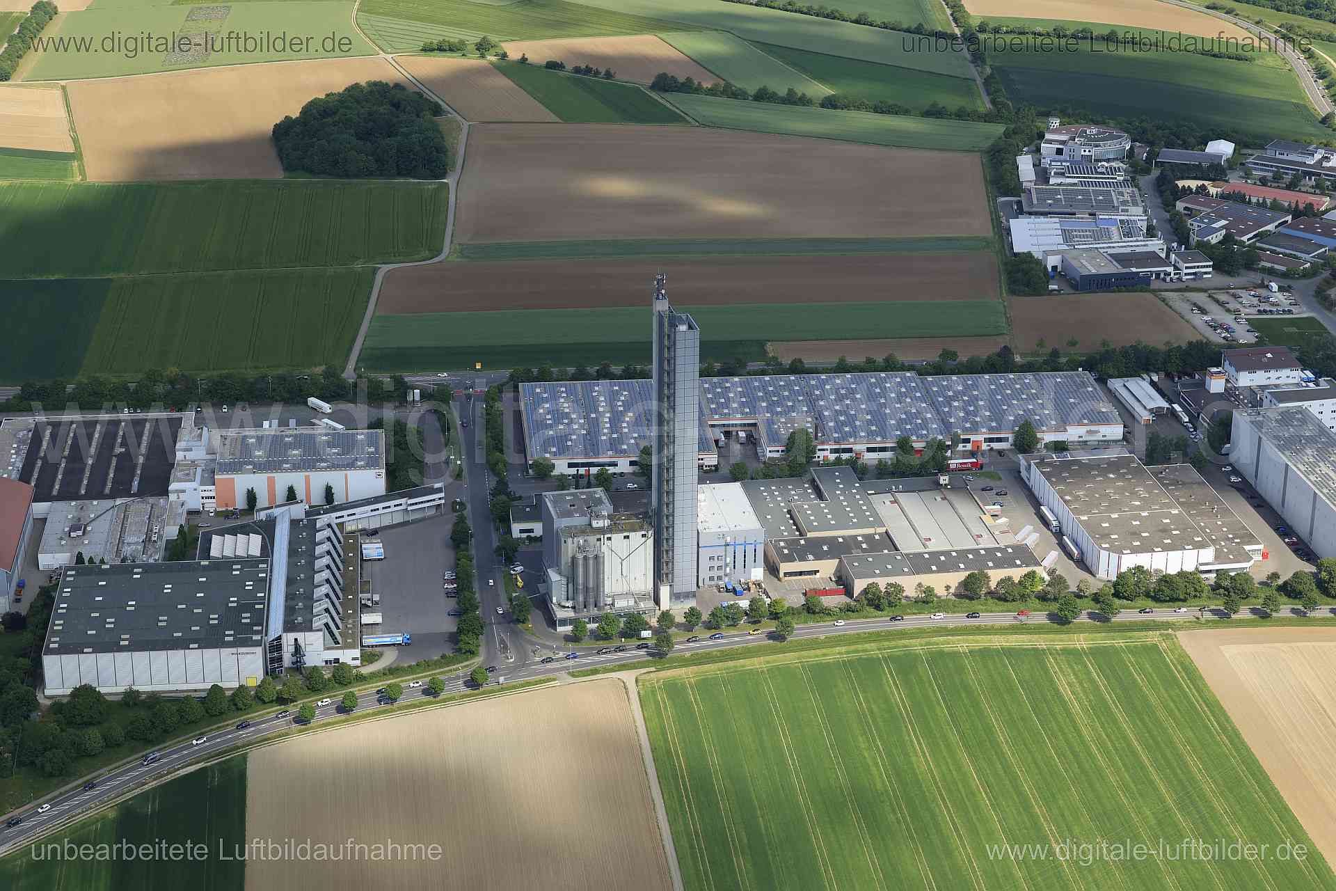 Luftbild - Schopfenmühle, Ort: Ulm, Tags: Schopfenmühle, Mühle, Mühlturm, Franzenhauserweg, Industriegebiet Franzenhauserw...