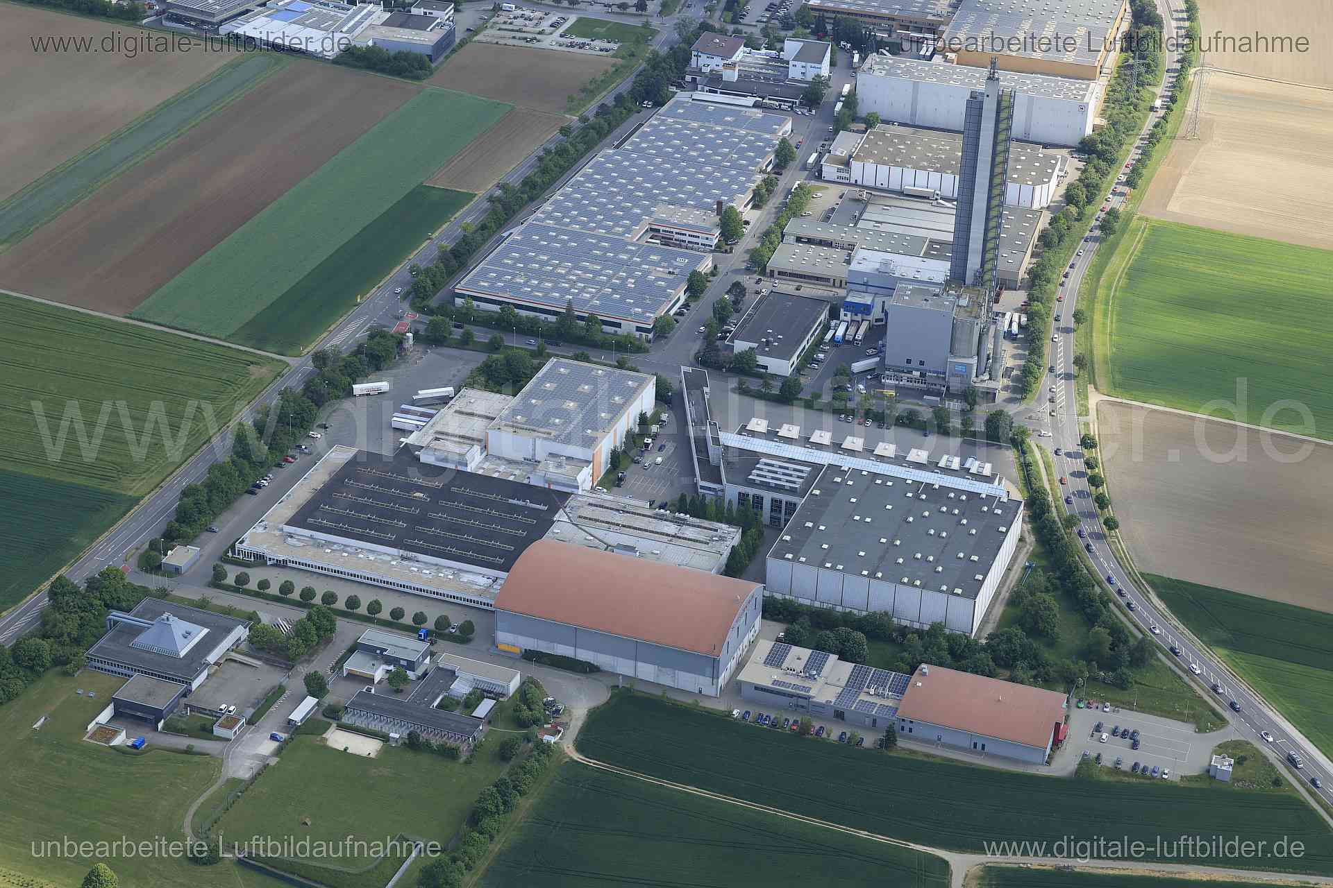 Luftbild - Schopfenmühle, Ort: Ulm, Tags: Schopfenmühle, Mühle, Mühlturm, Franzenhauserweg, Industriegebiet Franzenhauserw...