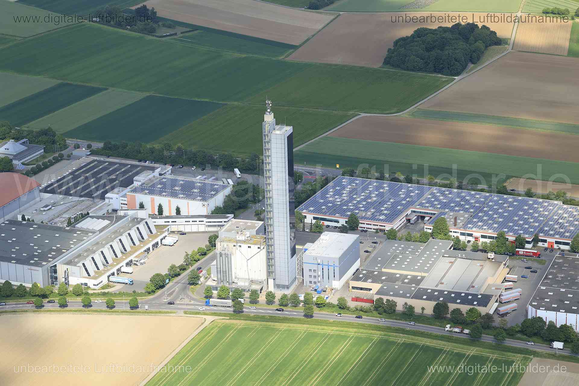 Luftbild - Schopfenmühle, Ort: Ulm, Tags: Schopfenmühle, Mühle, Mühlturm, Franzenhauserweg, Industriegebiet Franzenhauserw...
